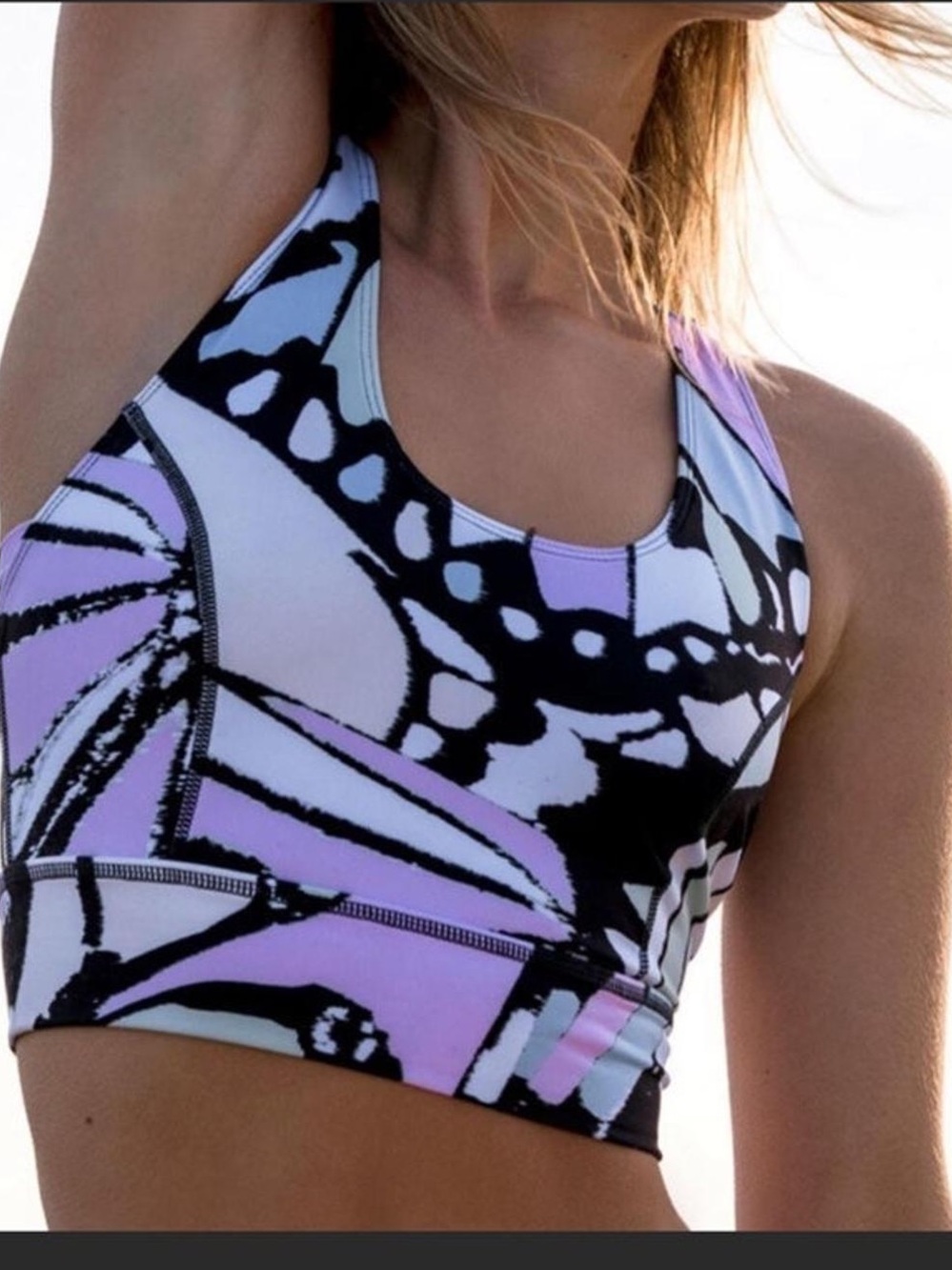 FP Movement Ashford Printed Synergy Sports Bra in Butterfly Pattern | Small